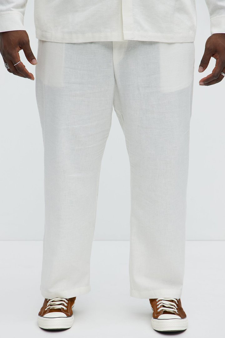 Bahamas Straight Linen Pants - White