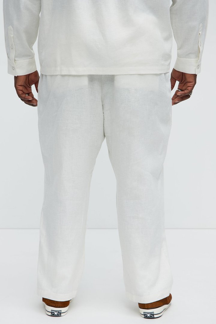 Bahamas Straight Linen Pants - White