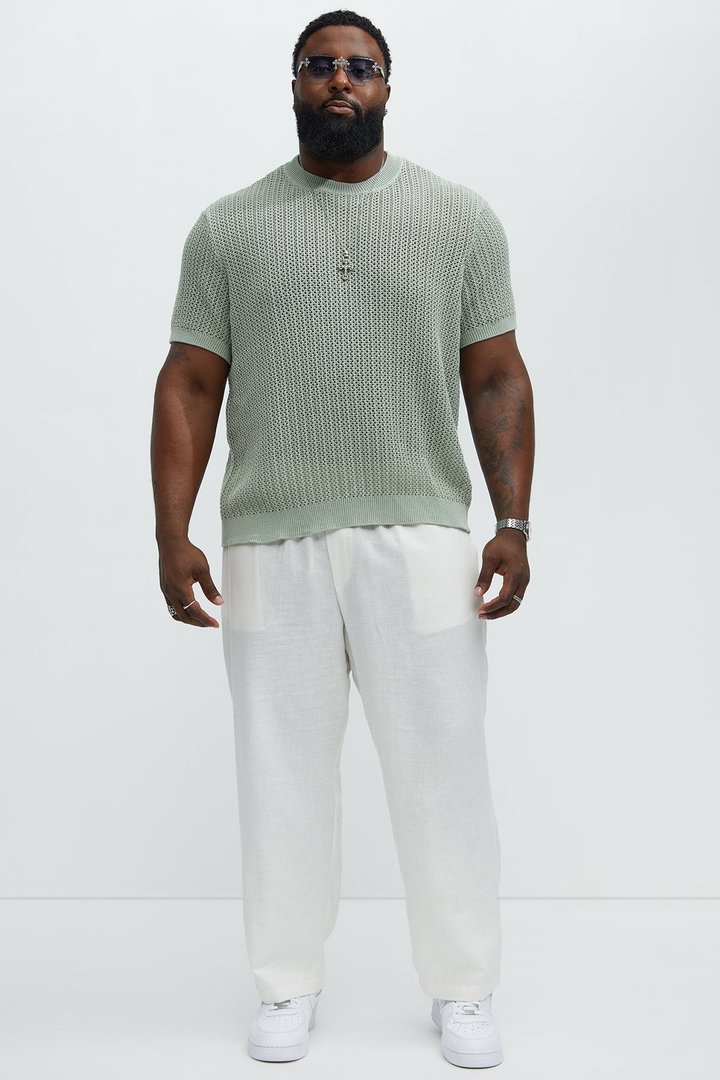 Jace Crochet Short Sleeve Tee - Sage