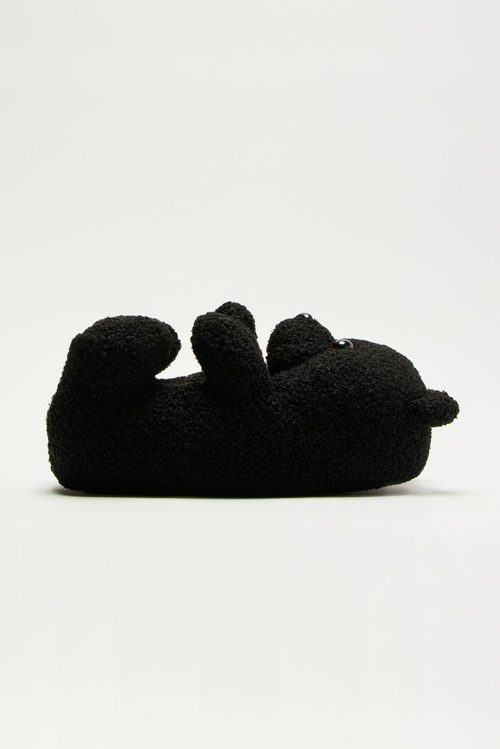 Beary Cute Sherpa Slippers - Black