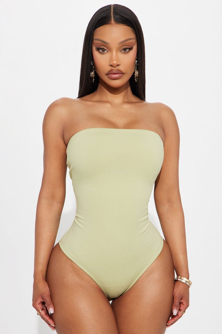Alli Double Lined Strapless Bodysuit - Sage