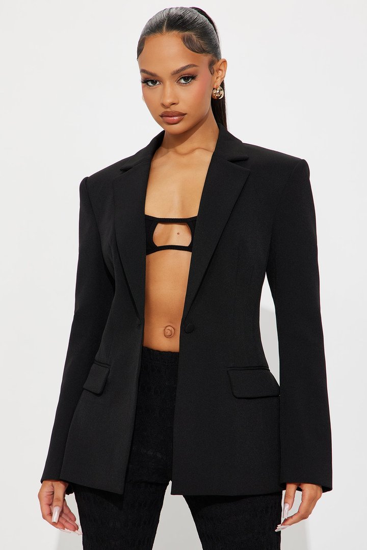 Hailey Hourglass Fitted Blazer - Black