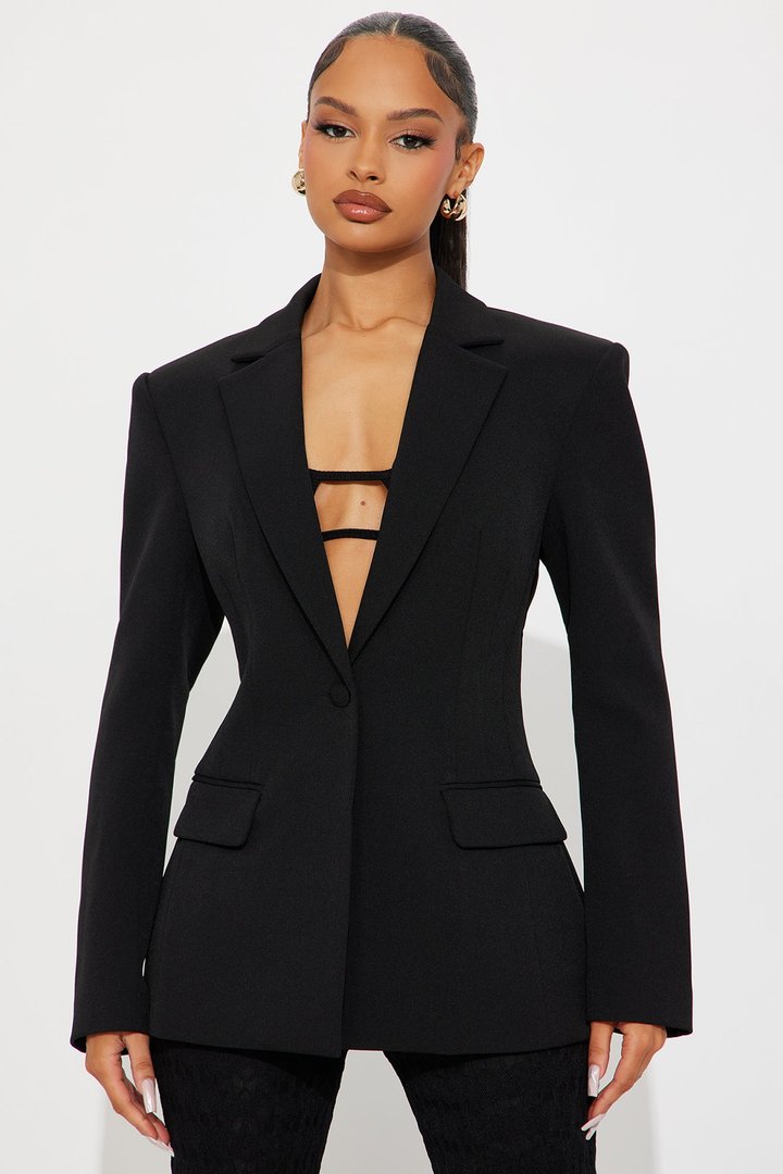 Hailey Hourglass Fitted Blazer - Black