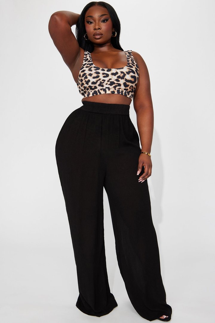 Breezy Nights Linen Swim Cover Up Pants - Black