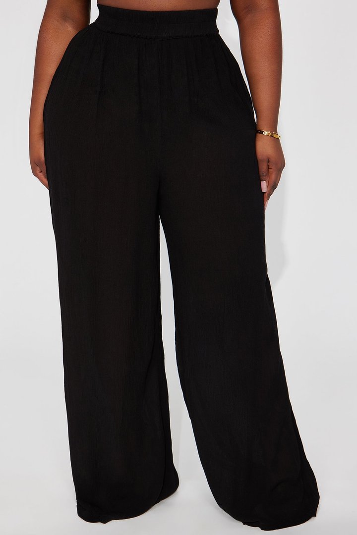 Breezy Nights Linen Swim Cover Up Pants - Black