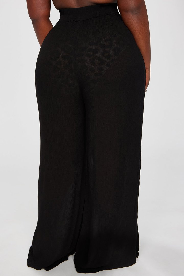 Breezy Nights Linen Swim Cover Up Pants - Black