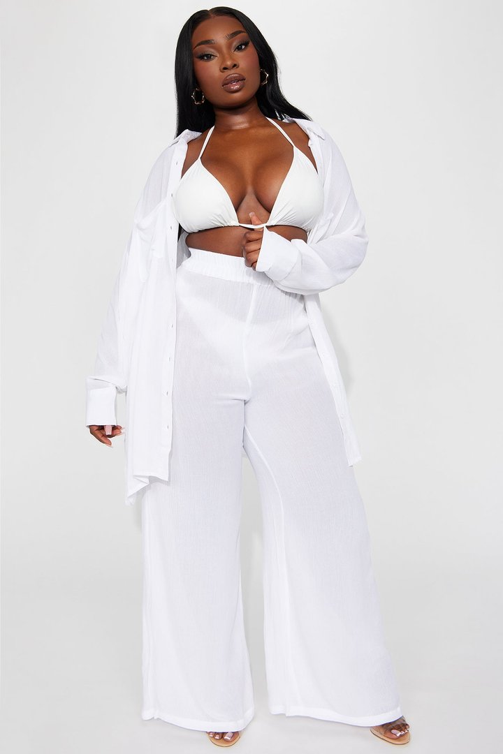 Breezy Nights Linen Pocket Cover Up Shirt - White