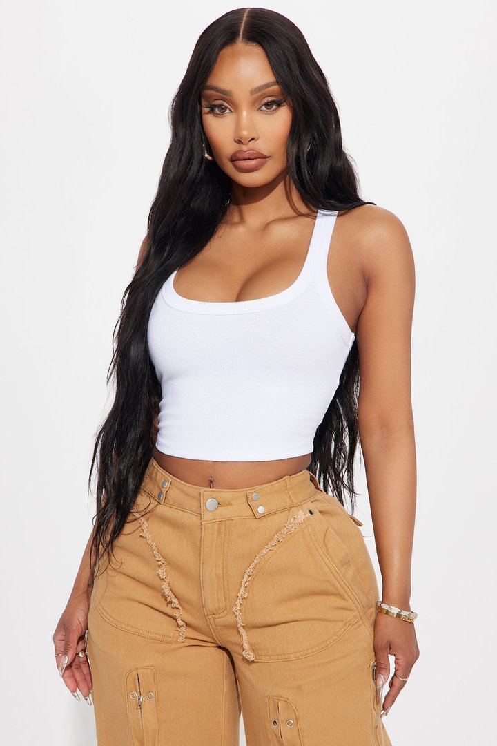 Teresa Scoop Neck Tank Top - White