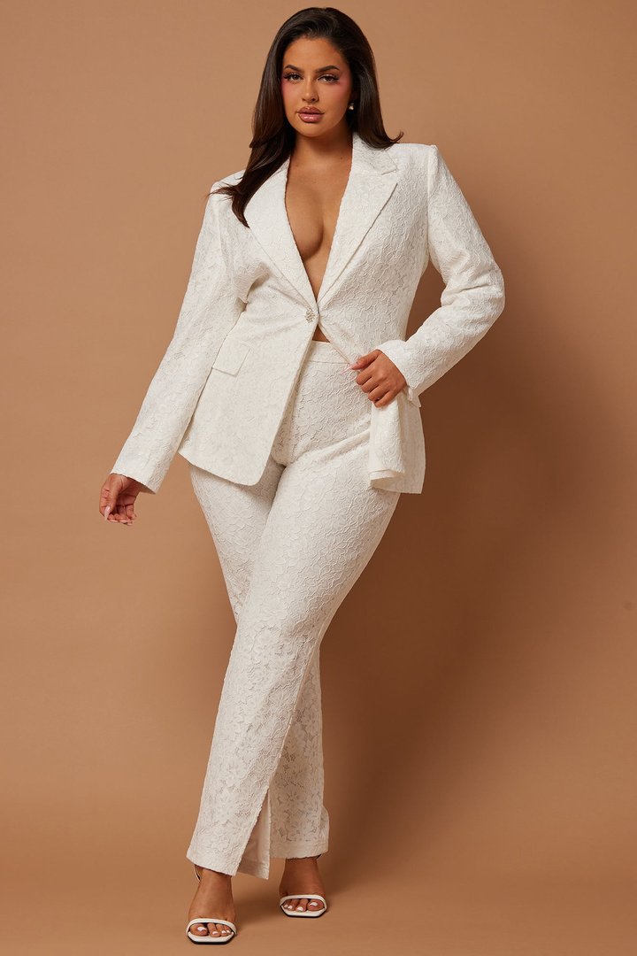 Melanie Lace Pant Set - White