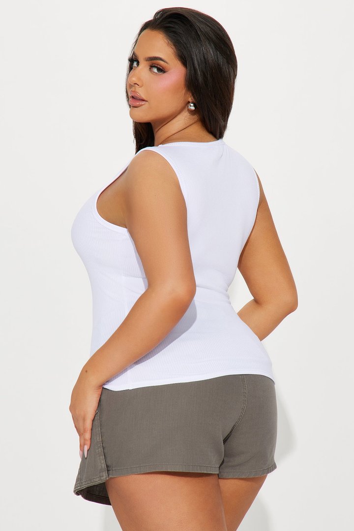 Sasha Scoop Neck Tank Top - White