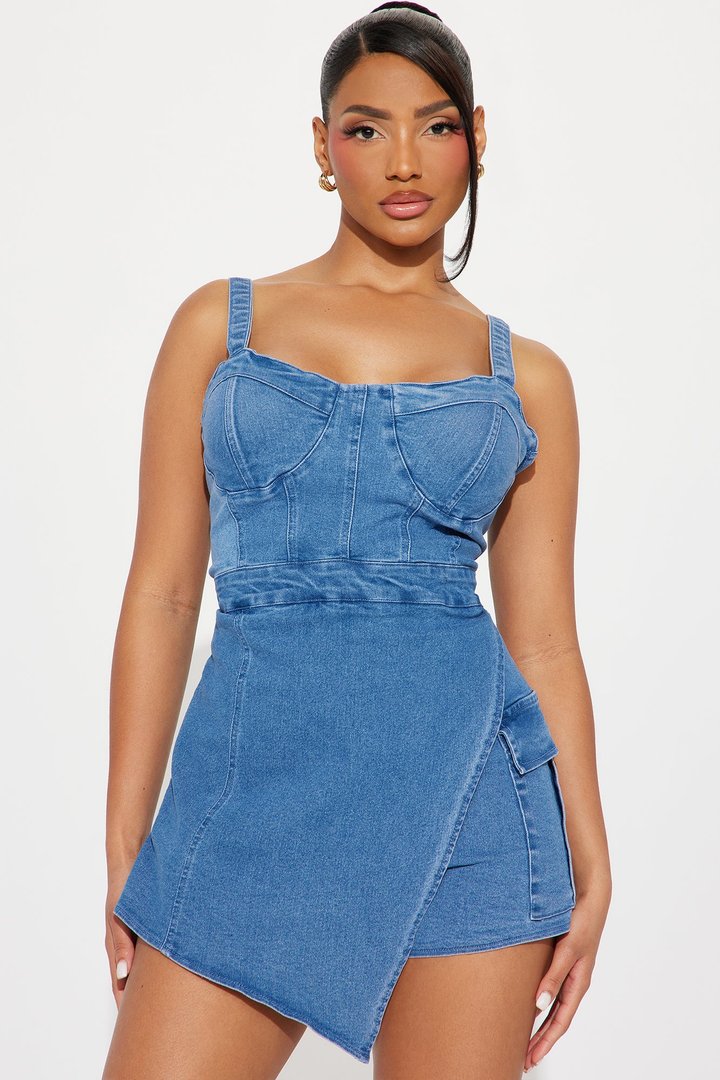 Michelle Denim Romper - Light Wash