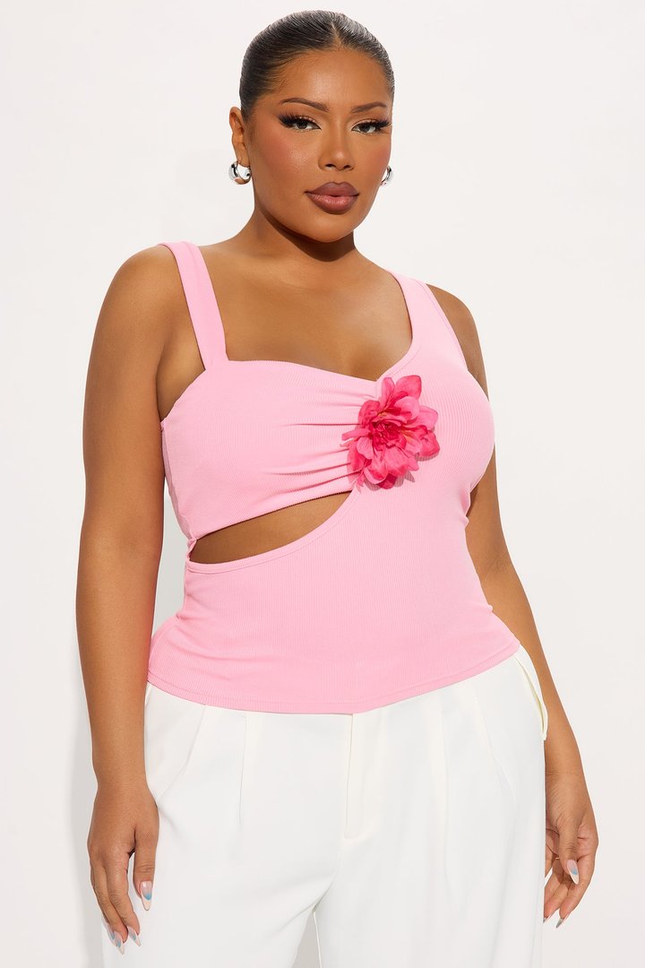 Bali Babe Ribbed Cut Out Top - Pink