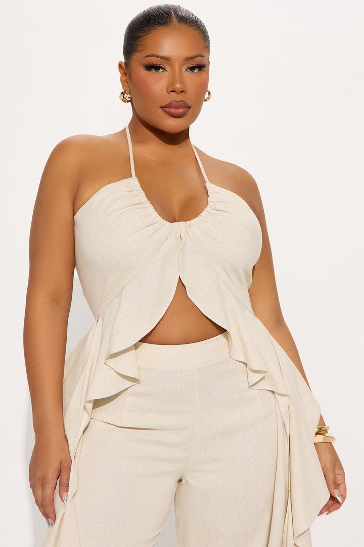 Crystal Shores Flowy Linen Pant Set - Taupe