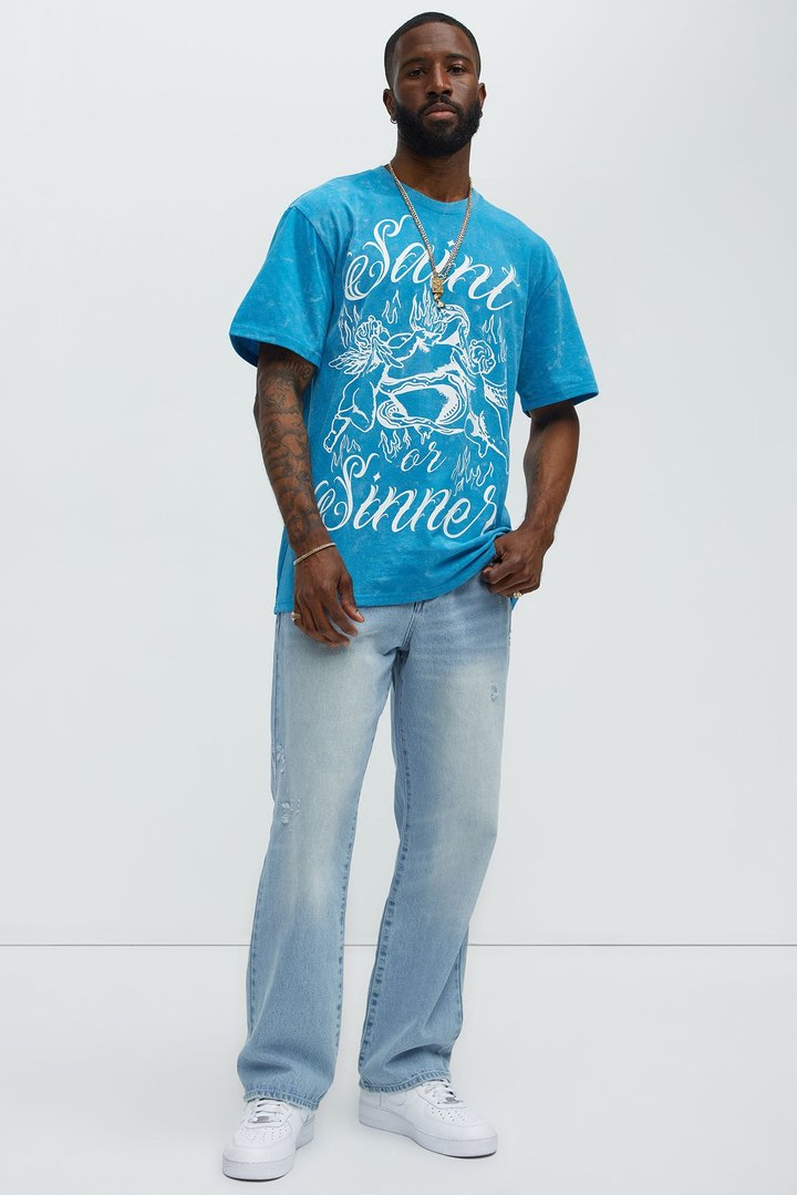 Saint Sinner Oversized Short Sleeve Tee - Light Blue