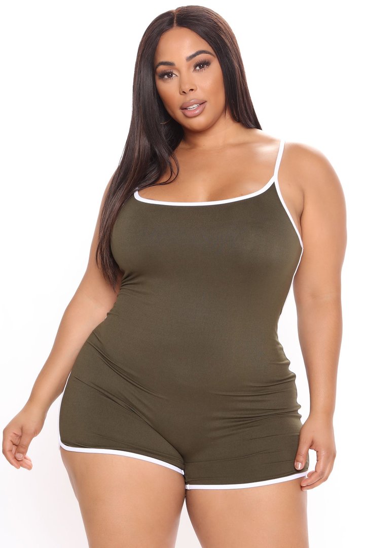 Go The Extra Mile Active Romper - Olive