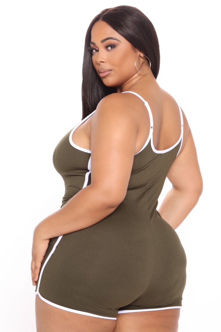 Go The Extra Mile Active Romper - Olive