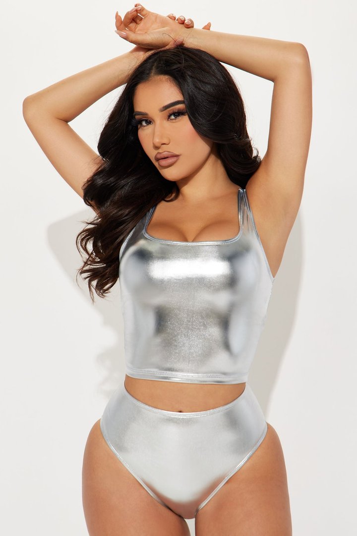 Maui Mix And Match Metallic High Rise Bikini Bottom - Silver