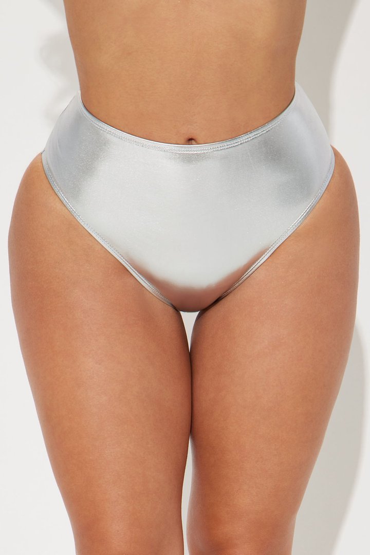 Maui Mix And Match Metallic High Rise Bikini Bottom - Silver