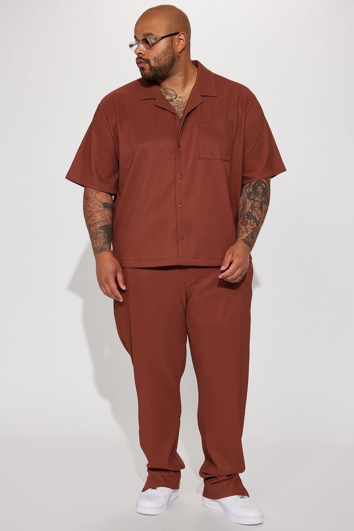 Show Up Slim Slit Pants - Chocolate