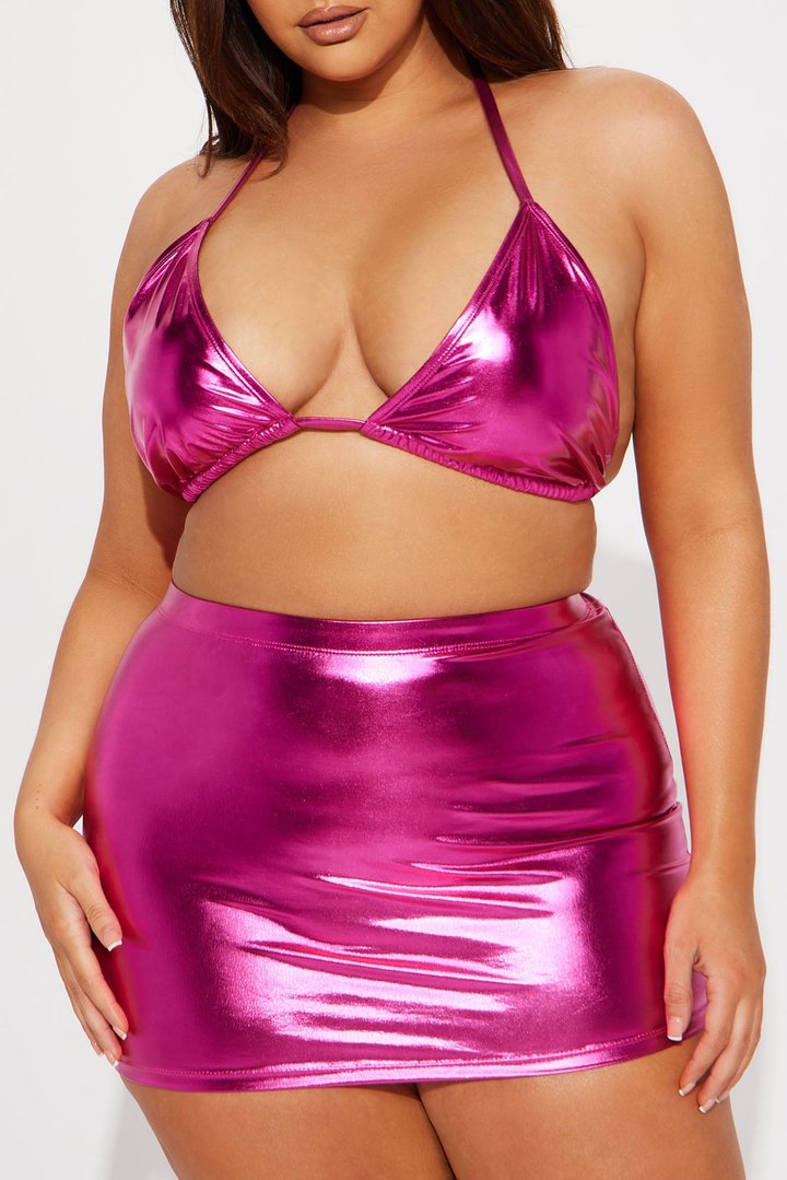 Maui Mix And Match Metallic Triangle Bikini Top - Pink