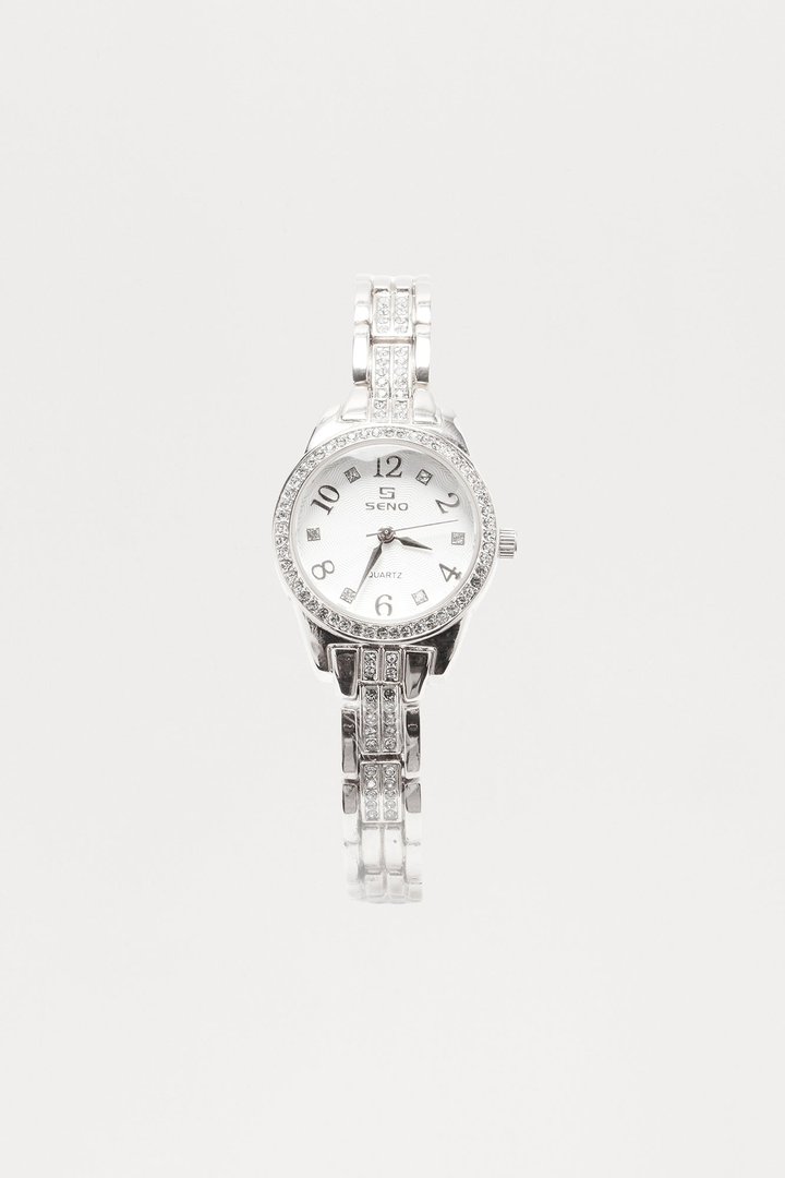 Keep It Going Rhinestone Watch - Silver