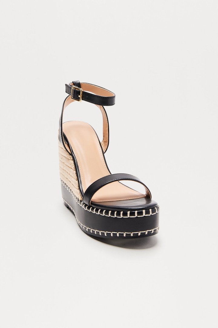 Nantucket Jute Platform Wedges - Black