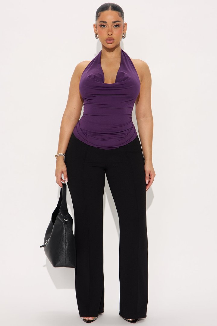 Regina Cowl Neck Halter Top - Plum