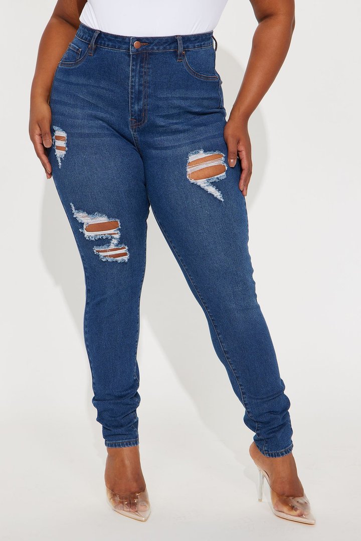 Tall Bedford Booty Sculpting Ripped High Rise Stretch Skinny Jeans - Dark Wash