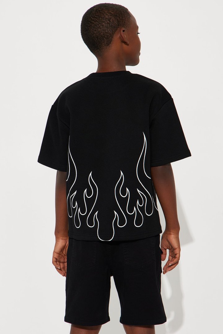 Mini Tyson Chase Flame Oversized Short Sleeve Tee - Black/combo