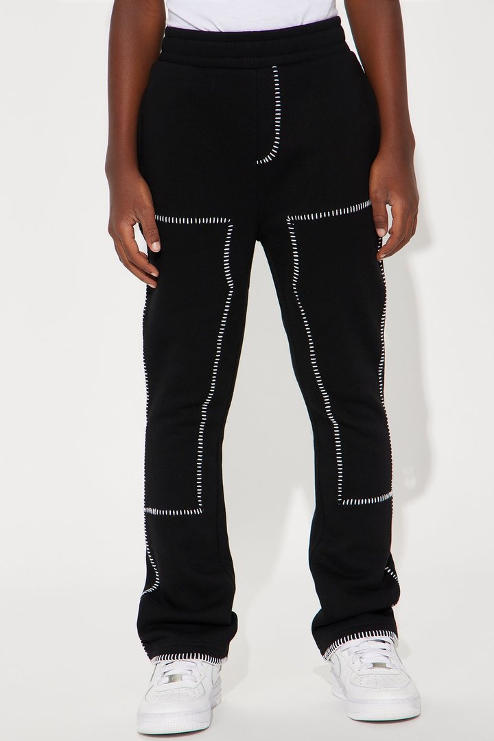 Mini Tyson Stitch Skinny Flared Sweatpants - Black