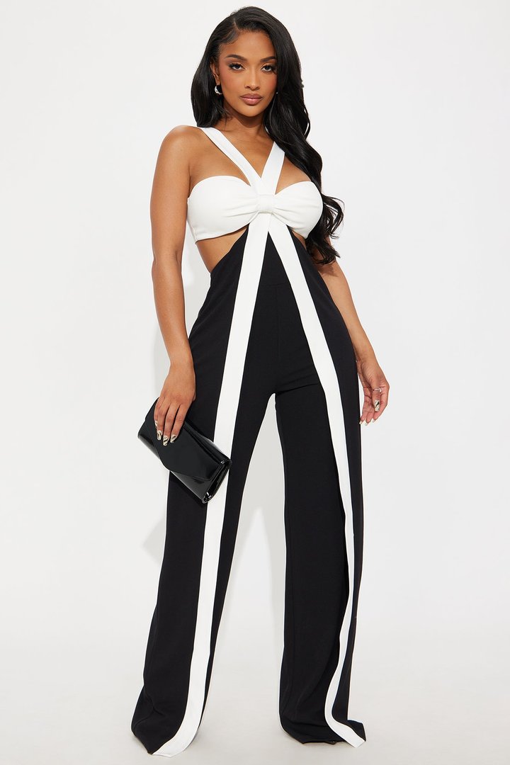 Kelsea Wide Leg Jumpsuit - Black/White