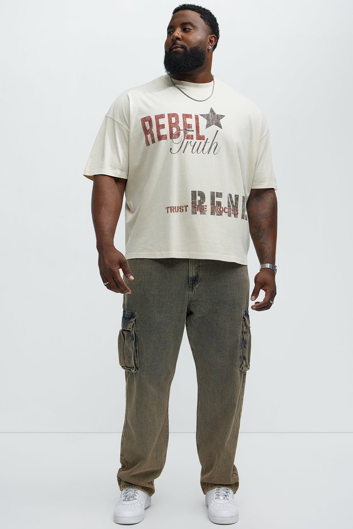 Rebel In Control Oversized Short Sleeve Tee - Cream