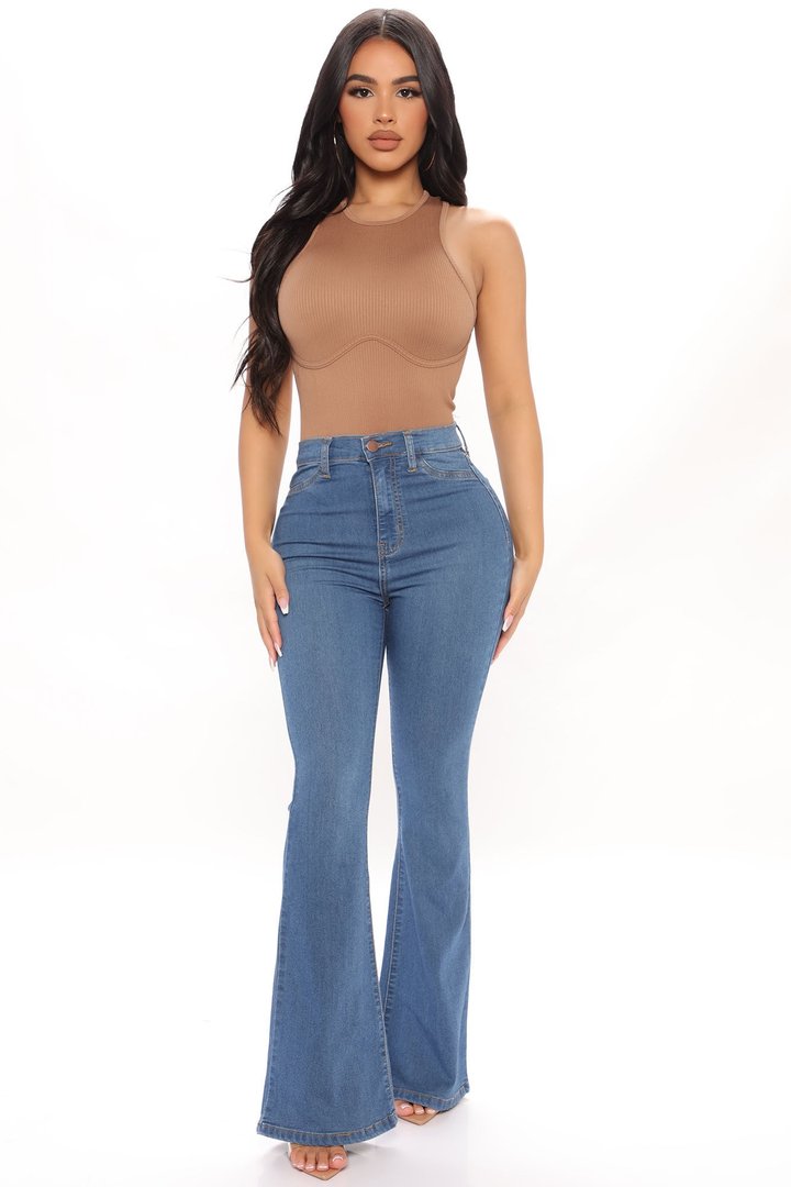 Petite Deep In My Soul Flare Jeans - Medium Blue Wash