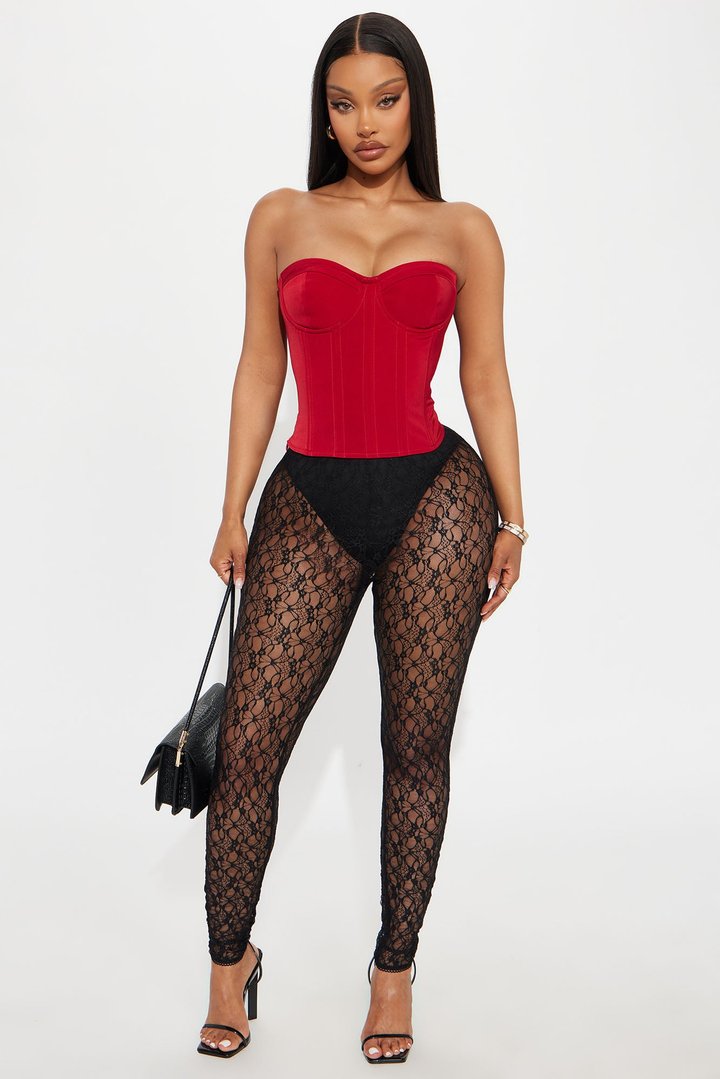 In My Element Lace Up Corset Top - Red