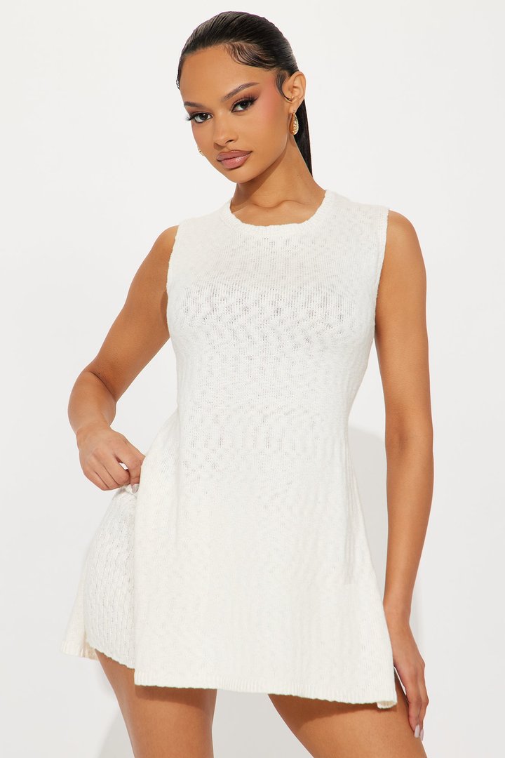 Nora Sleeveless Sweater Short Set - Cream