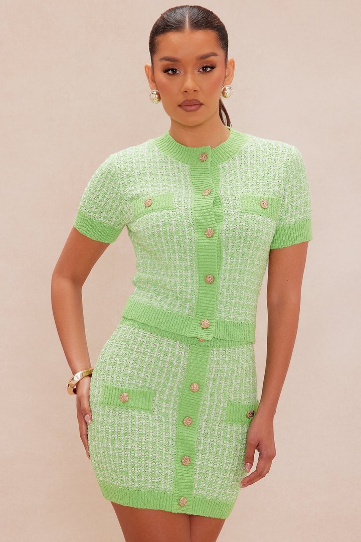 Sharon Sweater Mini Skirt Set - Green