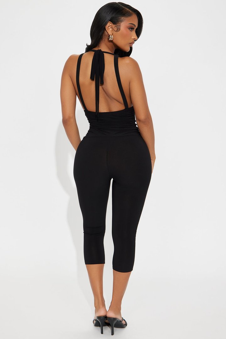 On My Way Capri Jumpsuit - Black