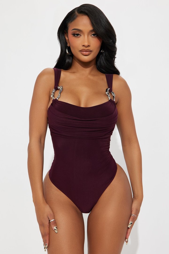 Never Overdone Cowl Neck Bodysuit - Plum