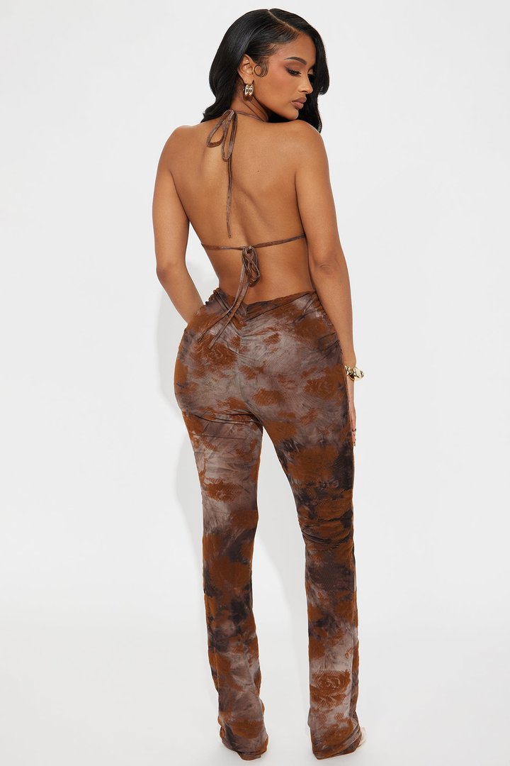 Another Late Night Mesh Jumpsuit - Brown