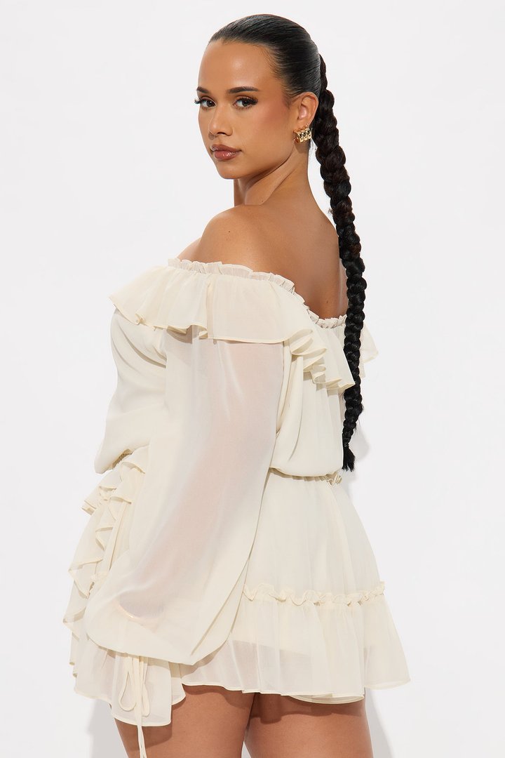 Love Story Long Sleeve Romper - Cream