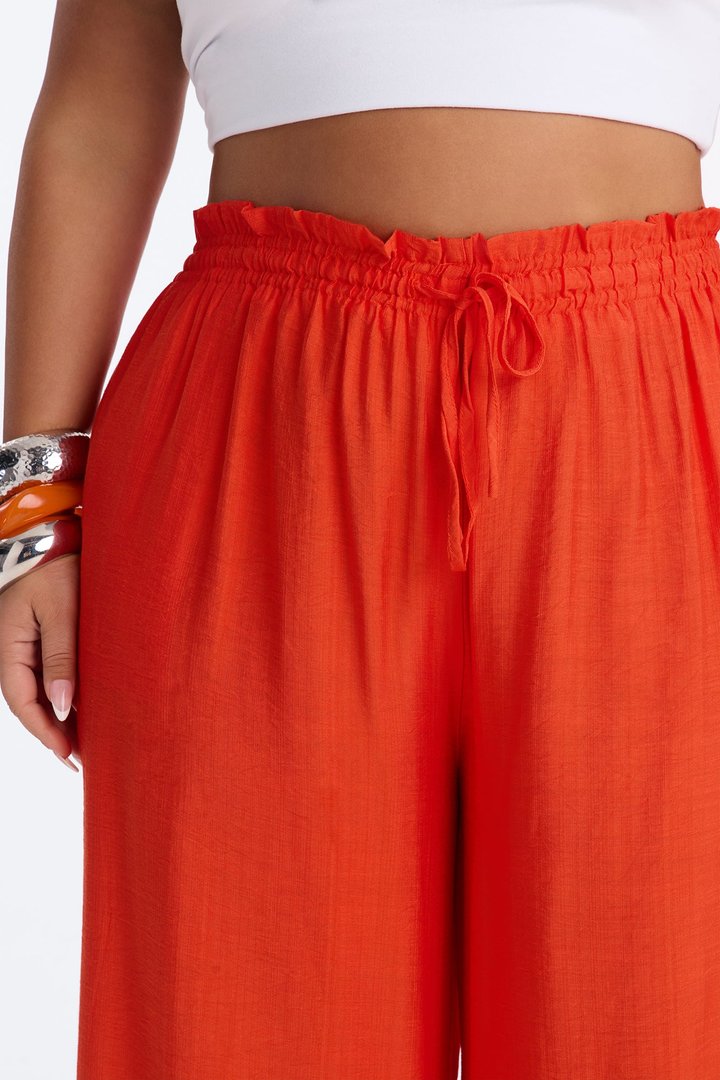 Lainey High Rise Wide Leg Pant 33″ - Tangerine