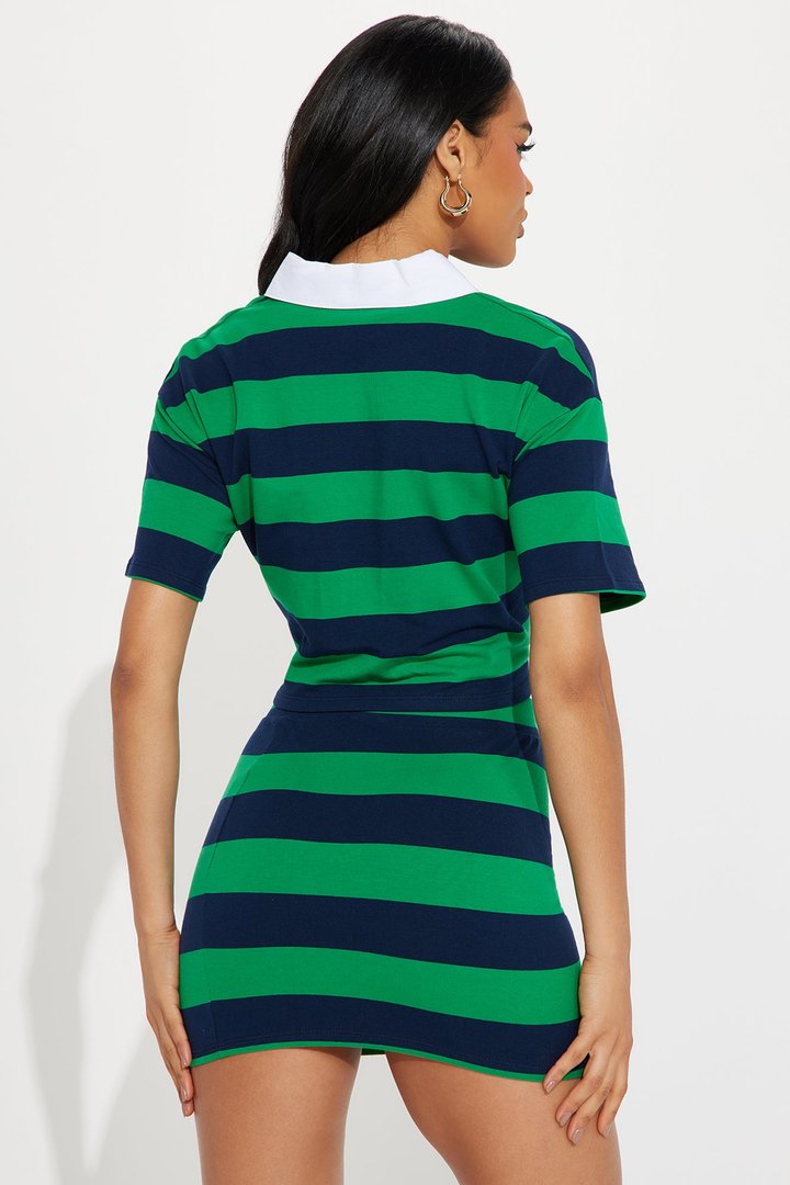 Lindsay Striped Polo Skirt Set - Hunter