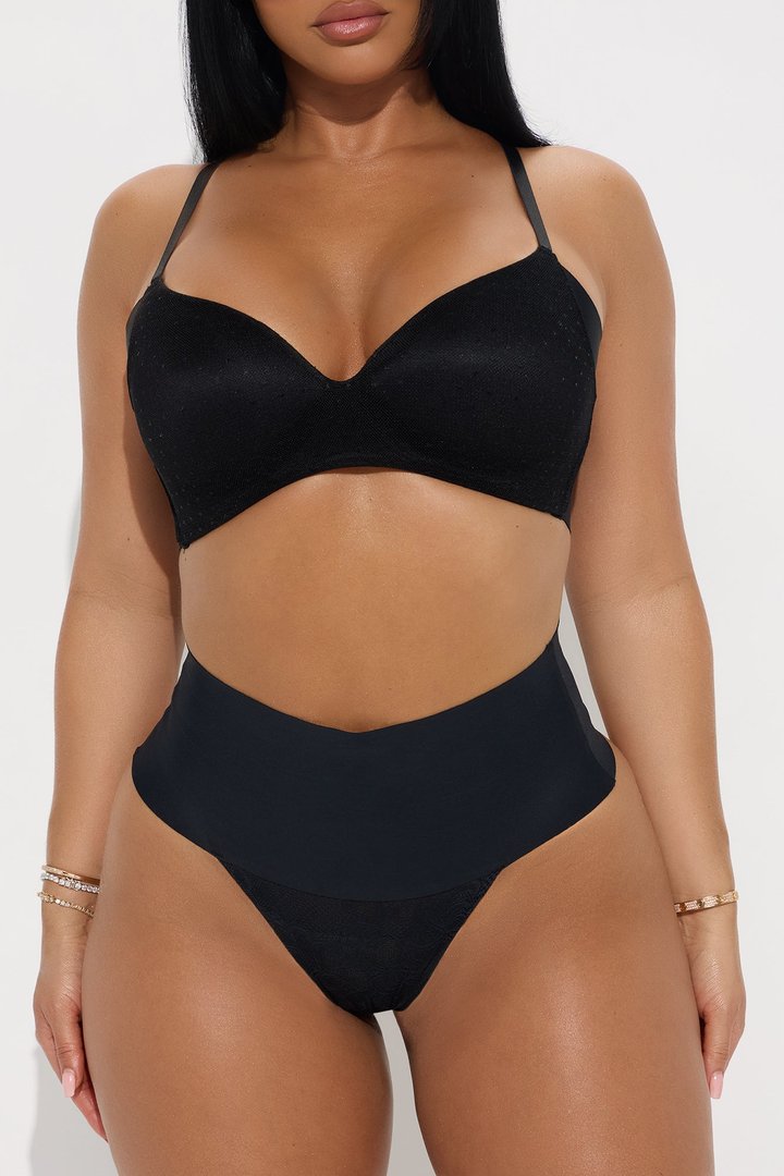 Laced Desire Light Control Shapewear Thong Panty - Black