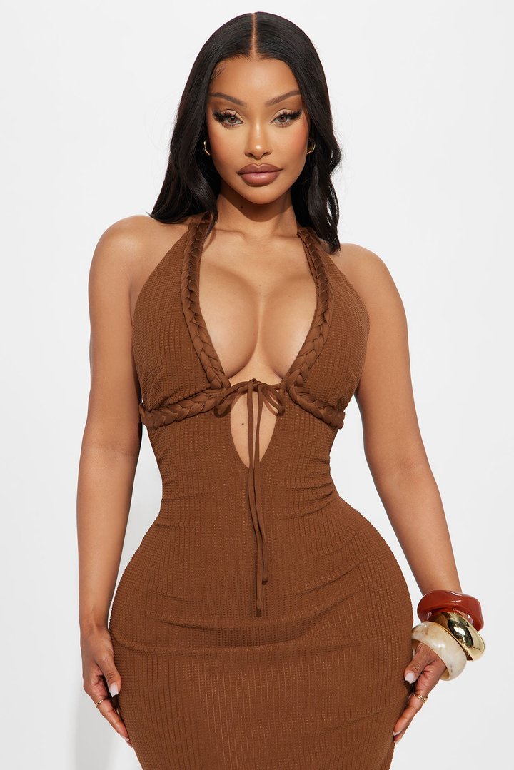 Take Me Back Textured Maxi Dress - Chocolate