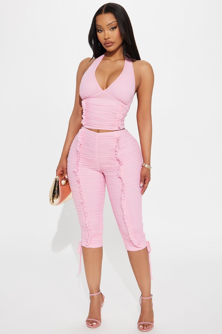 Laced With Love Mesh Capri Set - Pink