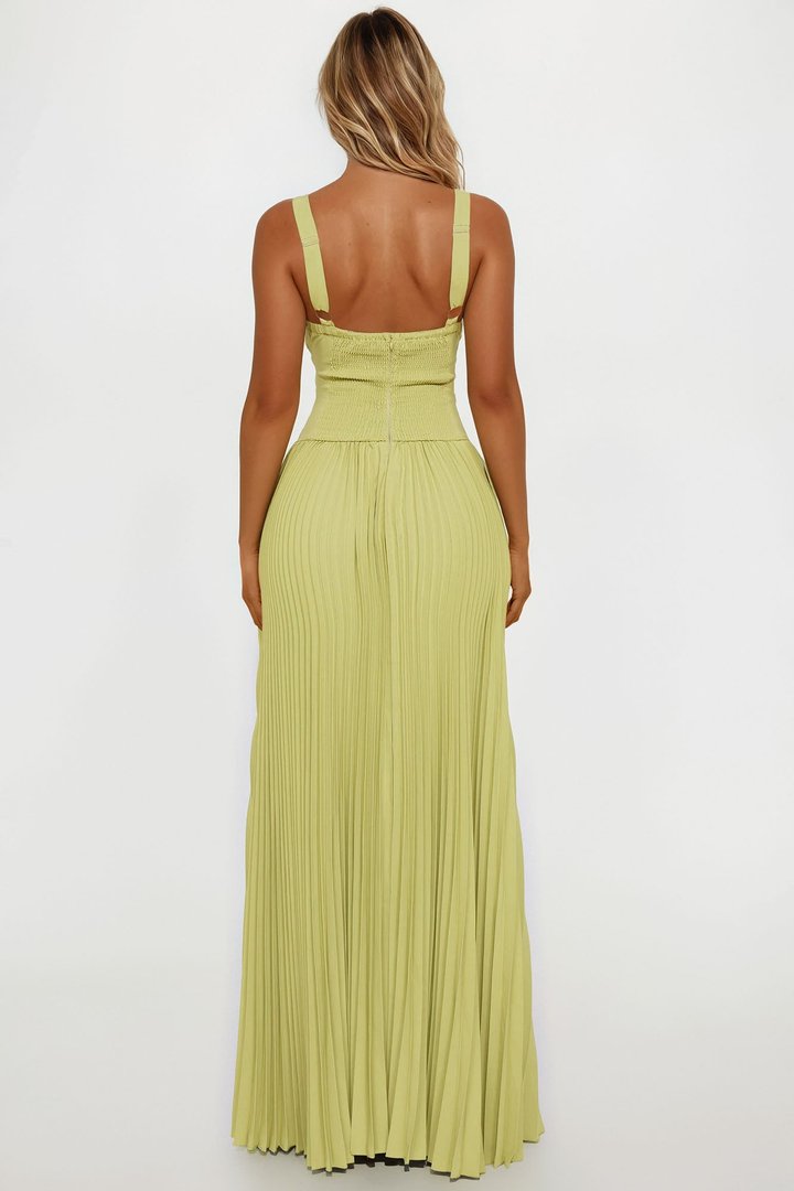 Alice Pleated Maxi Dress - Sage