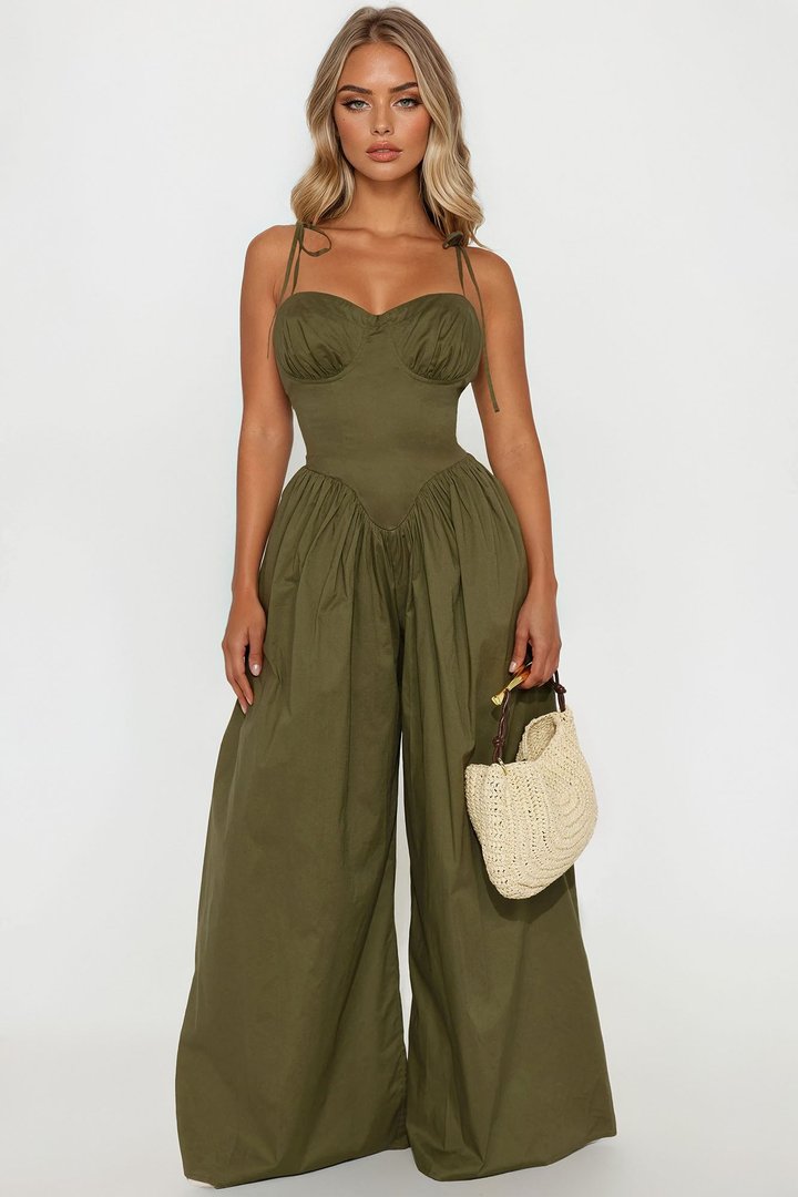 Lighter Than Air Poplin Jumpsuit - Olive