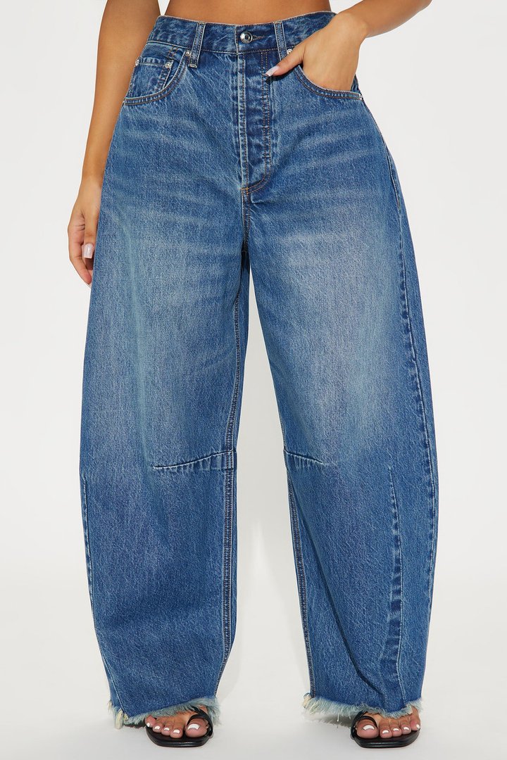 Ciao Bella Barrel Leg Jeans - Medium Wash