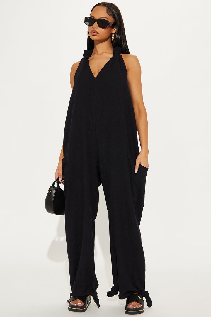 Nayeli Tie Ankle Jumpsuit - Black