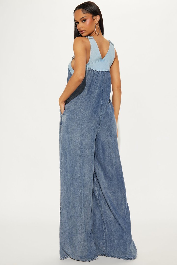 Back In Time Jumpsuit - Light Wash